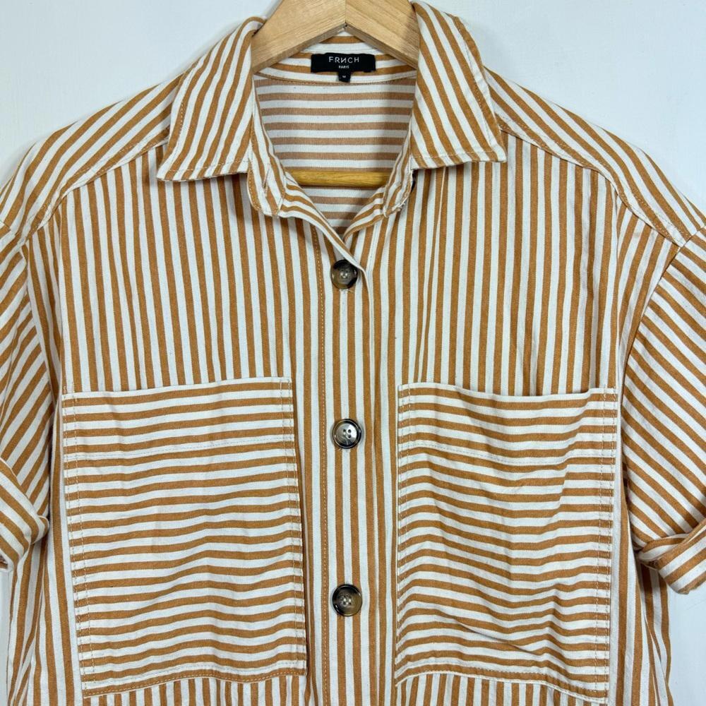 Frnch Alea Cotton Button Down Collared Stripe Dre… - image 6